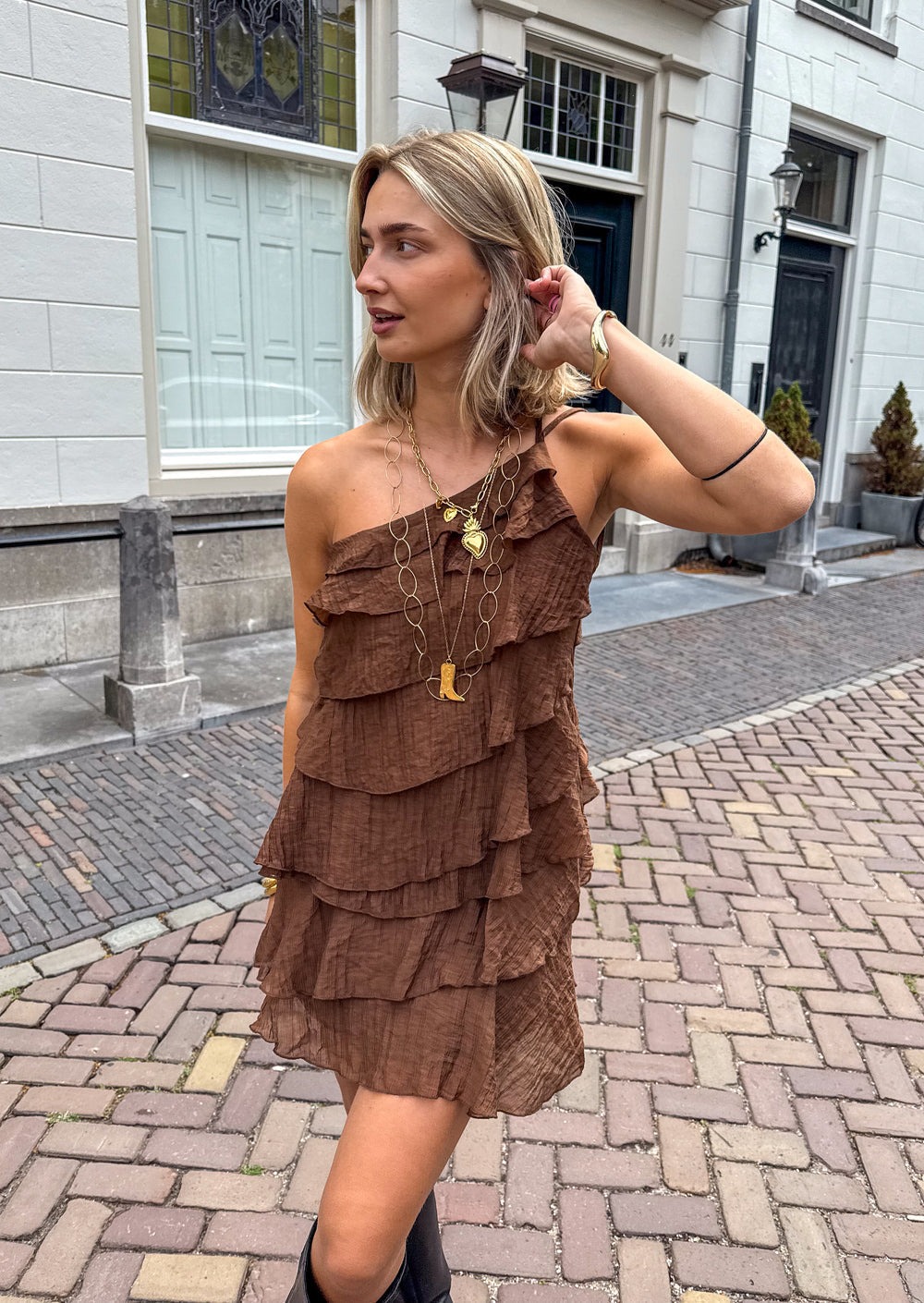 The Piper – Women's Asymmetric Ruffle Mini Dress | Huna