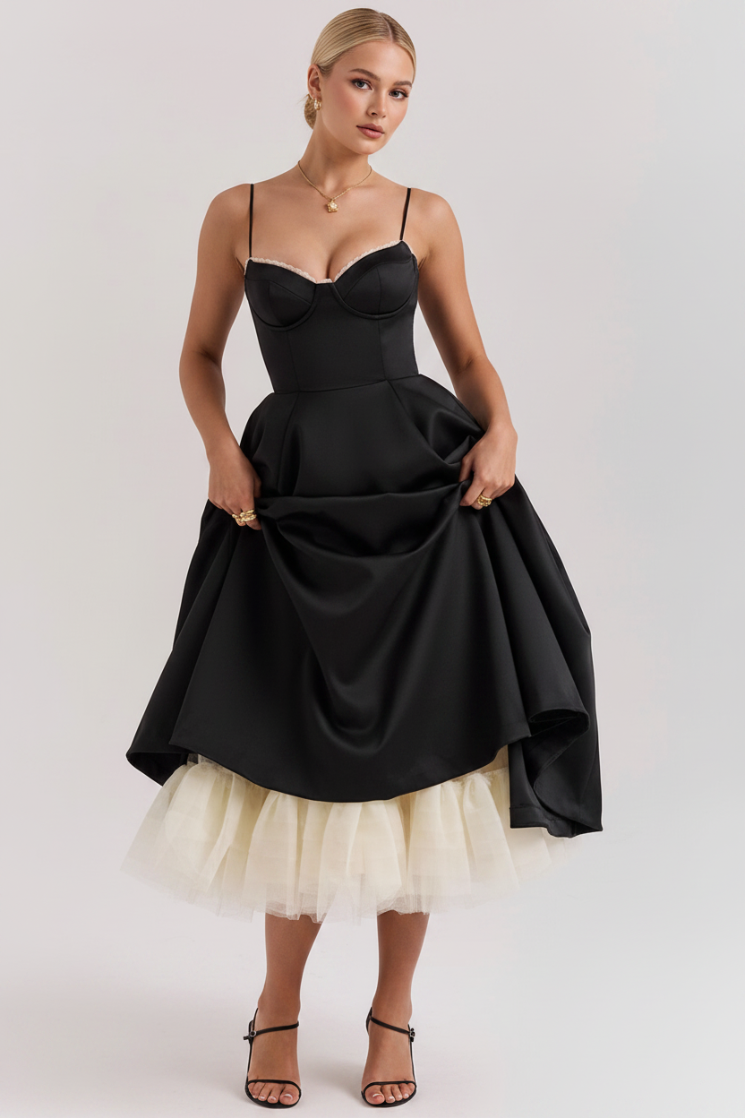 The Colette – Women's Floral Thin Strap Midi Dress | Huna