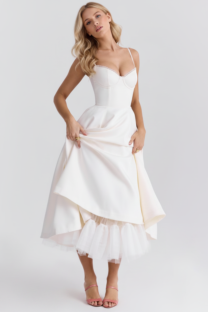The Colette – Women's Floral Thin Strap Midi Dress | Huna
