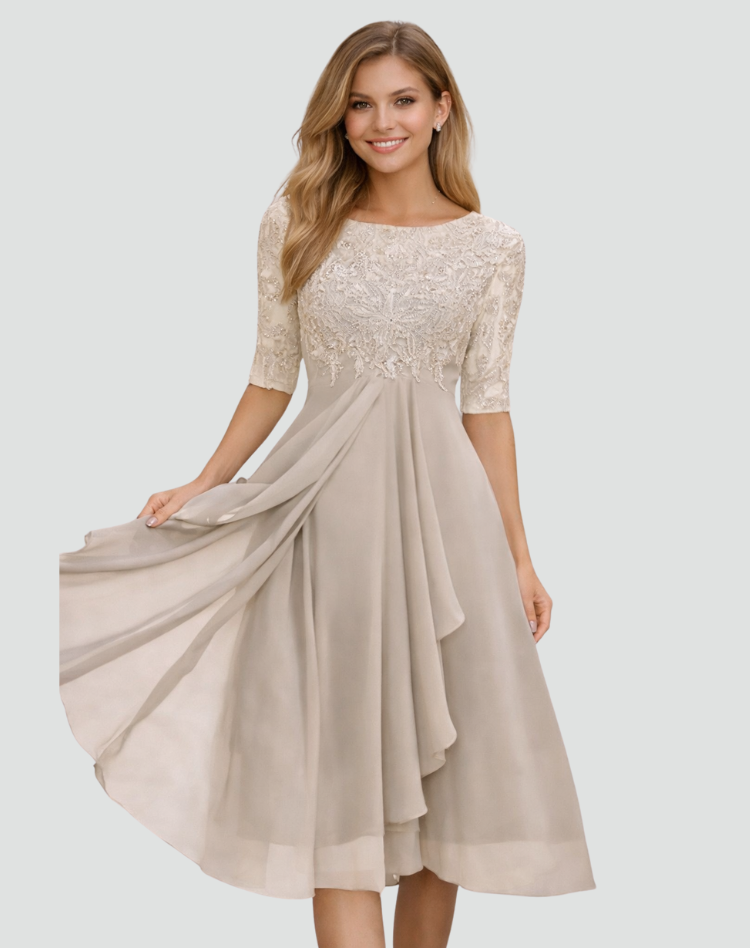 The Isolde – Women's Lace & Tulle Midi Dress | Huna