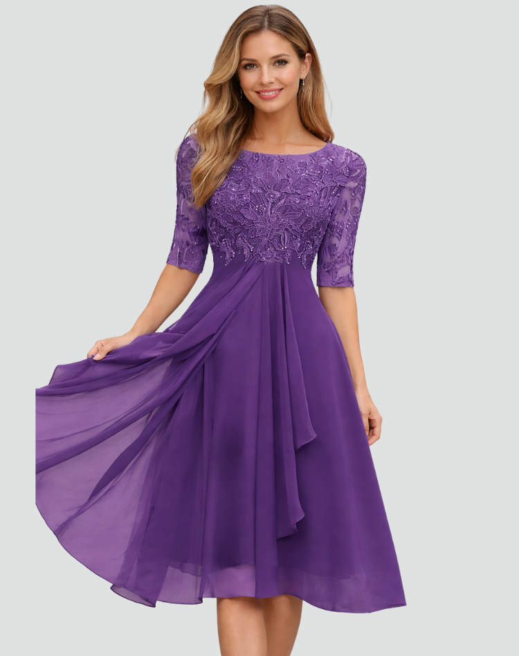 The Isolde – Women's Lace & Tulle Midi Dress | Huna