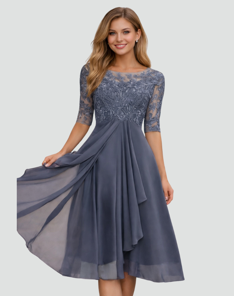 The Isolde – Women's Lace & Tulle Midi Dress | Huna