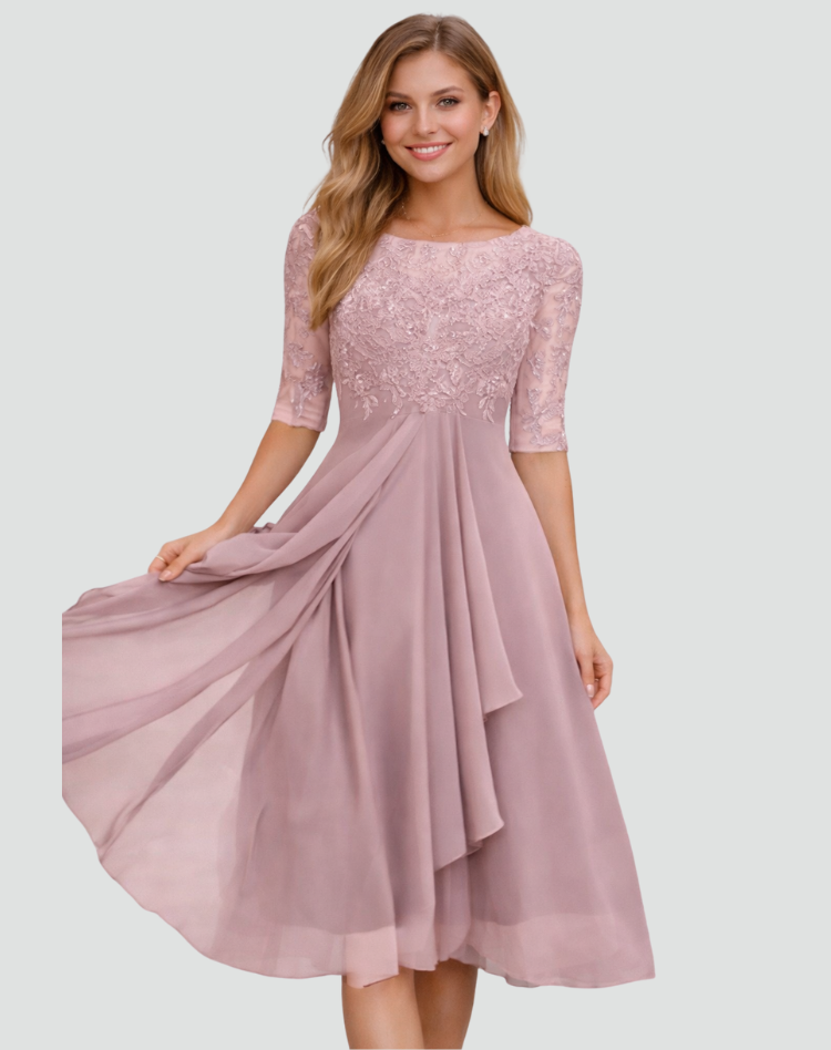 The Isolde – Women's Lace & Tulle Midi Dress | Huna