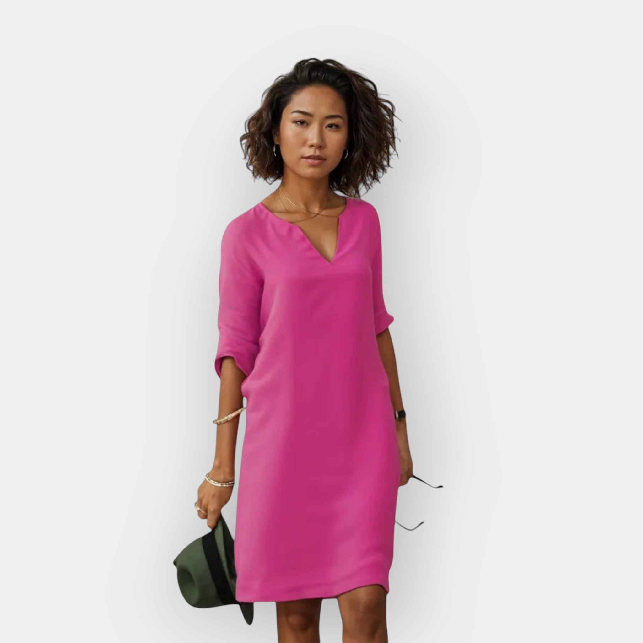 The Celeste – Women's V-Neck Midi Dress | Huna