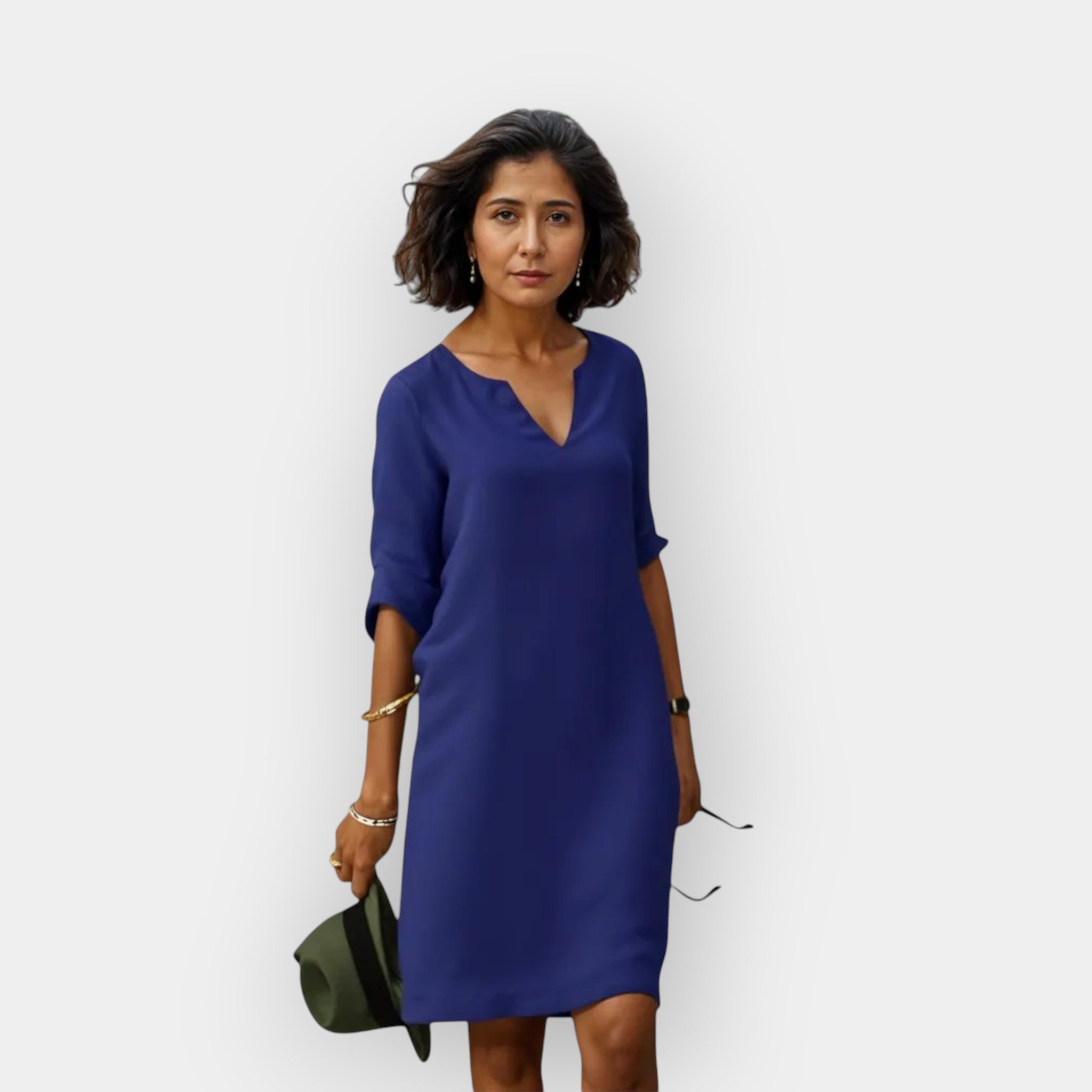 The Celeste – Women's V-Neck Midi Dress | Huna