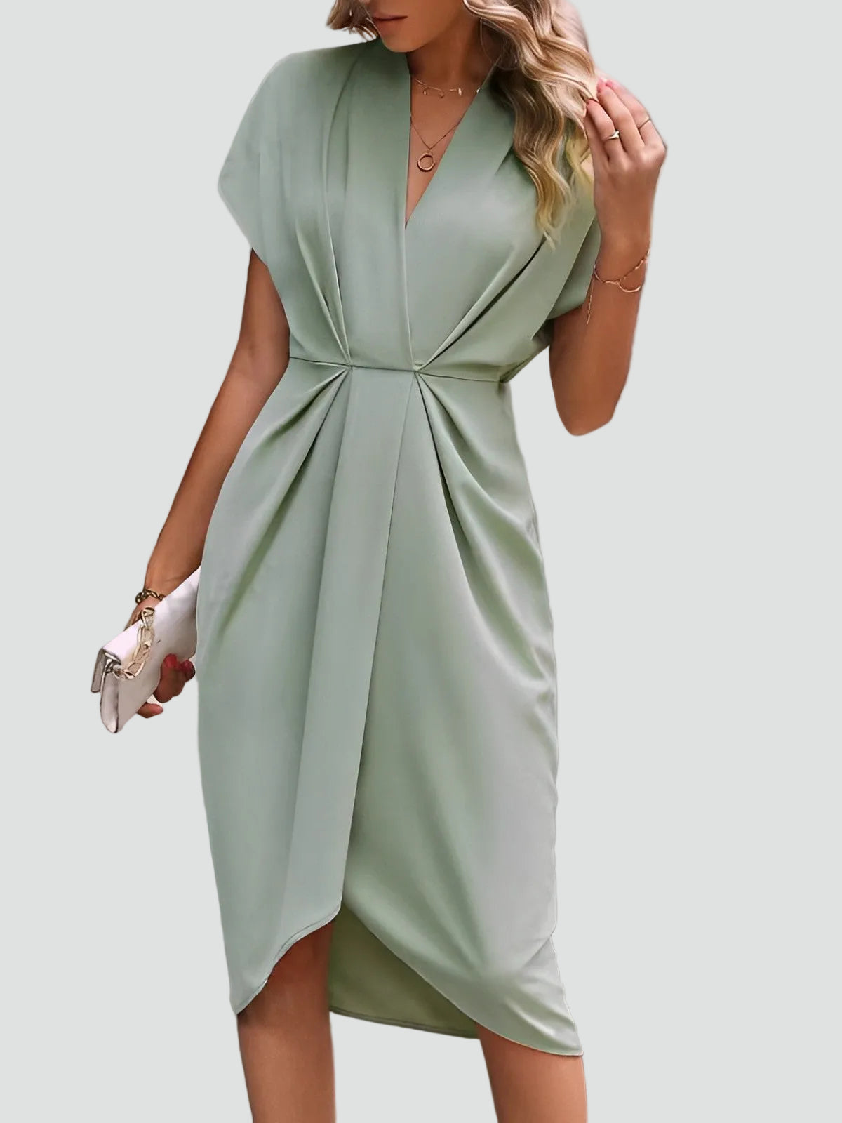 The Daphne – Women's Wrap V-Neck Midi Dress | Huna