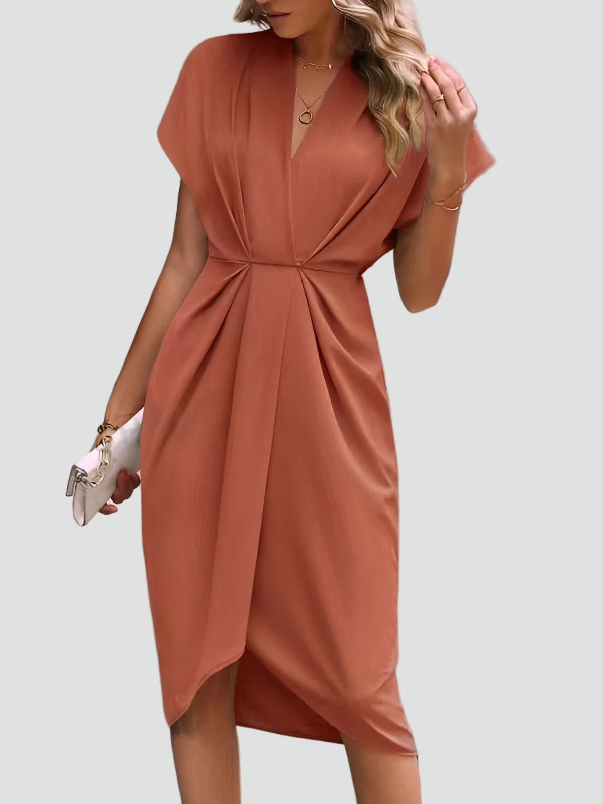 The Daphne – Women's Wrap V-Neck Midi Dress | Huna