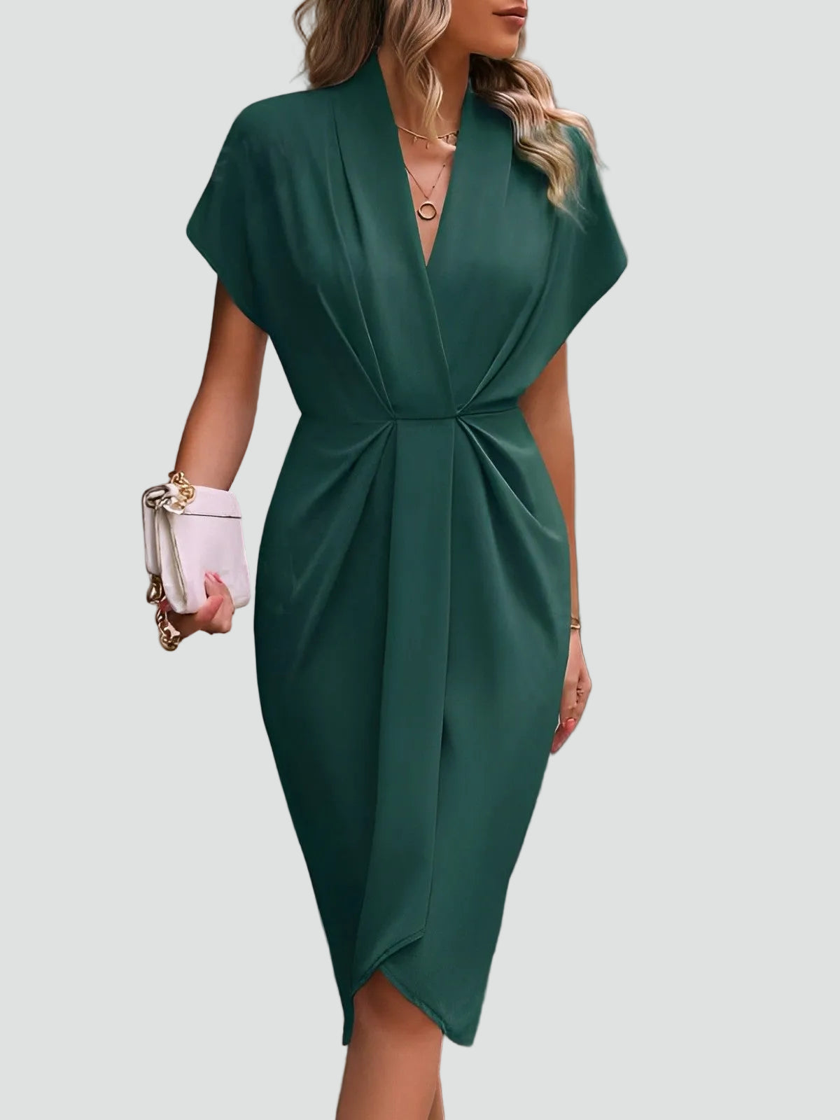 The Daphne – Women's Wrap V-Neck Midi Dress | Huna