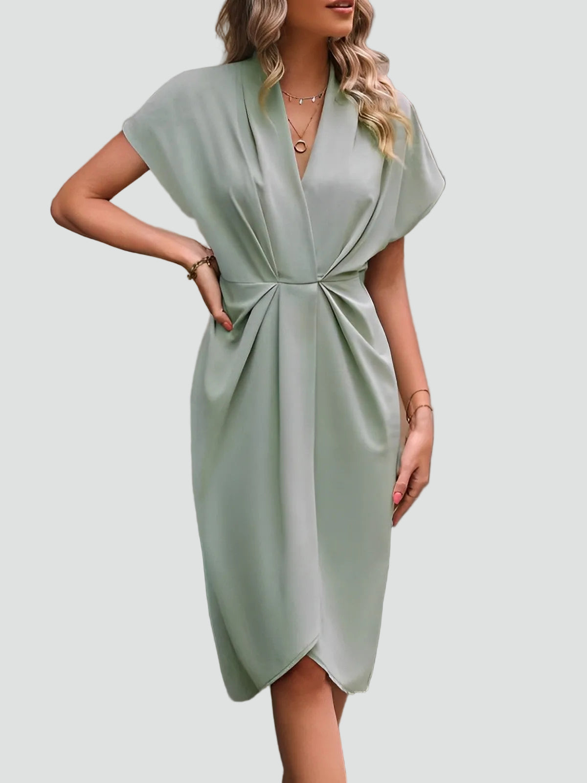 The Daphne – Women's Wrap V-Neck Midi Dress | Huna