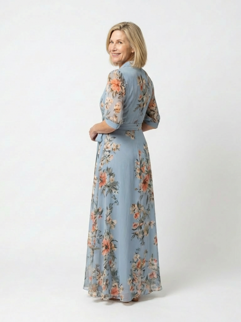 Elowen – Women's Floral Wrap V-Neck Maxi Dress | Huna