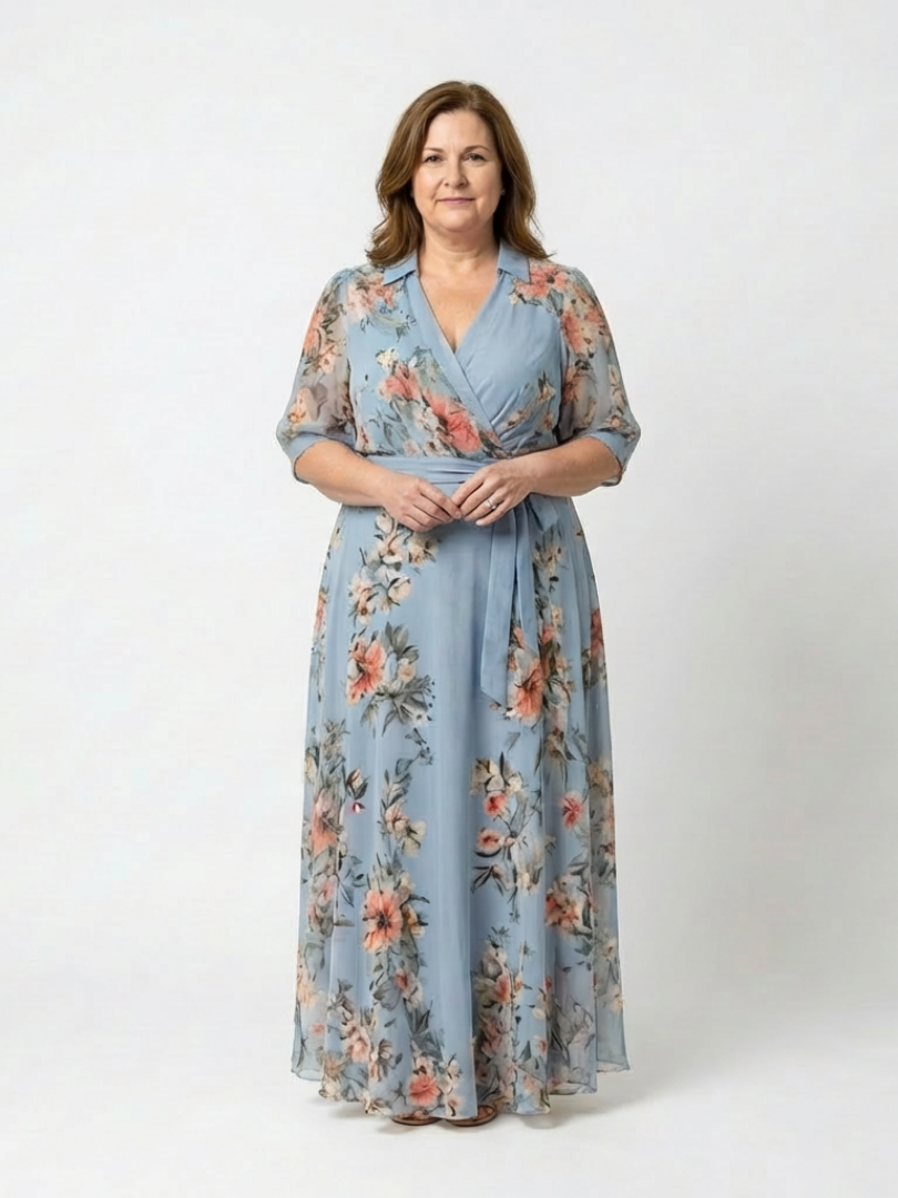 Elowen – Women's Floral Wrap V-Neck Maxi Dress | Huna