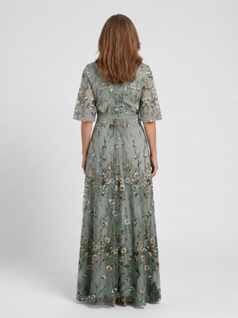 Evadne – Women's Floral V-Neck Maxi Dress | Huna