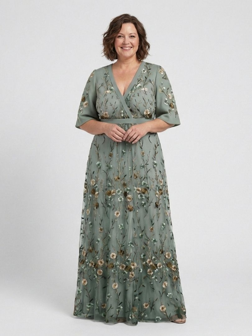 Evadne – Women's Floral V-Neck Maxi Dress | Huna