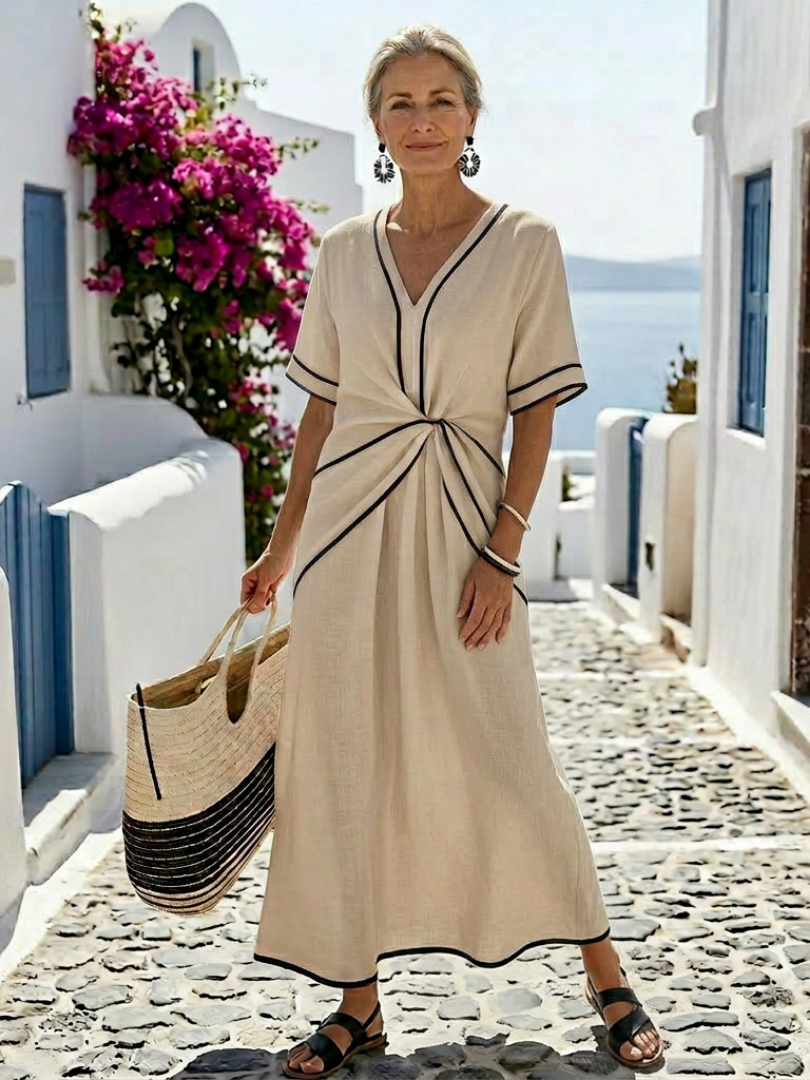 Linnea – Women's Gathered Waist Midi Dress | Huna
