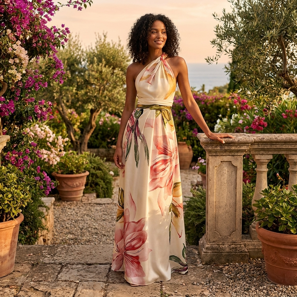 The Calista – Women's Asymmetric Neckline Maxi Dress | Huna