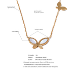 Floriana Butterfly Pendant Necklace – Gold & Shell Stainless Steel | Huna Jewelry