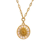 Clara Round Sunray Pendant – Trendy Link Chain Necklace  | Huna Jewelry