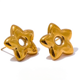 Petra Flower Star Stud Earrings – Minimalist & Waterproof Design | Huna Jewelry