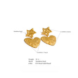 Dahlia Star & Heart Drop Earrings – Textured, Trendy Statement | Huna Jewelry