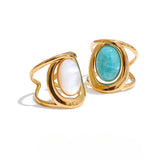 Leora Oval Natural Stone Ring – Classic & Timeless Jewelry | Huna Jewelry