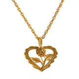 Eula Heart Pendant Necklace – Vintage Waterproof Jewelry with Floral Detail | Huna Jewelry