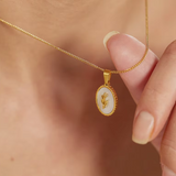 Gabriella Oval Shell Flower Pendant Necklace – Elegant Gold Jewelry | Huna Jewelry
