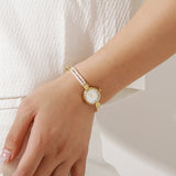 Huna Jewelry Gold-Plated Vintage Pearl Watch - Adjustable, Waterproof, Elegant