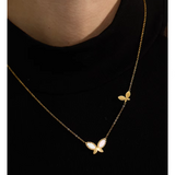 Floriana Butterfly Pendant Necklace – Gold & Shell Stainless Steel | Huna Jewelry