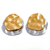 Fiona Two-Tone Round Stud Earrings – Modern & Elegant Style | Huna Jewelry