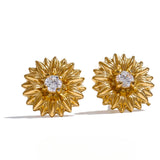 Kai Daisy Stud Earrings – Waterproof Floral Jewelry with Sparkle | Huna Jewelry