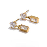 Kallie Rectangle Drop Earrings – Sparkling Zirconia Elegance | Huna Jewelry