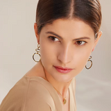 Darina Geometric Round Dangle Earrings – Minimalist Gold Stainless Steel | Huna Jewelry
