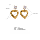 Arida Heart Drop Earrings – Hollow Design, Hypoallergenic & Stylish | Huna Jewelry