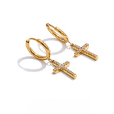 Blake Cross Drop Earrings – Delicate, Chic & Stylish Dangle | Huna Jewelry
