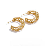 Jolie Hollow C-Shape Hoop Earrings – Waterproof & Hypoallergenic | Huna Jewelry
