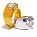 Esther Wide Cuff Ring – Sparkling Statement Jewelry for Women | Huna Jewelry