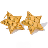 Nilda Star Earrings – Textured Waterproof Design, Stylish & Durable | Huna Jewelry