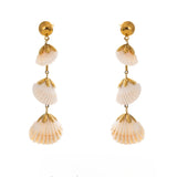 Ingrid Shell Drop Earrings – Elegant Long Dangle Jewelry for Women | Huna Jewelry