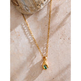 Hannah Hand Pendant Necklace – Unique Textured Jewelry with Green Gem | Huna Jewelry
