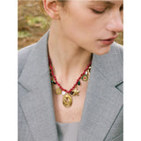 Cressida Red Rope Braided Charm Necklace – Trendy & Stylish Accessory | Huna Jewelry
