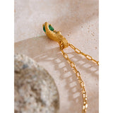 Hannah Hand Pendant Necklace – Unique Textured Jewelry with Green Gem | Huna Jewelry