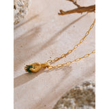 Hannah Hand Pendant Necklace – Unique Textured Jewelry with Green Gem | Huna Jewelry