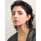 Indigo Circle Link Drop Earrings – Long, Lightweight & Waterproof | Huna Jewelry