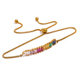 Beth Rainbow Zircon Chain Bracelet – Adjustable & Radiant | Huna Jewelry