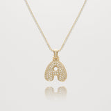 Icy Bubble Initial Necklace – 18K Gold-Plated CZ Charm | Huna Jewelry