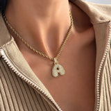 Icy Bubble Initial Necklace – 18K Gold-Plated CZ Charm | Huna Jewelry