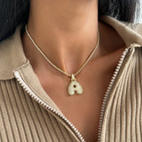 Icy Bubble Initial Necklace – 18K Gold-Plated CZ Charm | Huna Jewelry