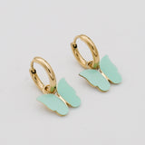 Aya Butterfly Huggie Earrings – 18K Gold-Plated Opal Charms | Huna Jewelry