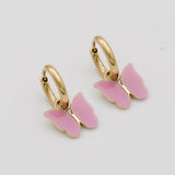 Aya Butterfly Huggie Earrings – 18K Gold-Plated Opal Charms | Huna Jewelry