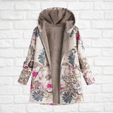 Women's Hooded Fleece Winter Jacket - Stylish Printed Design for Warmth & Comfort in Cold Weather